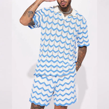 Heren Zomer Set Gebreid met Zigzag Patroon