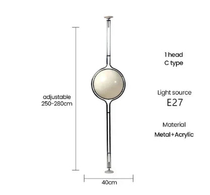 Vloerlamp Bol Wit Acryl Chroom Metaal Art Deco Design E27 LED