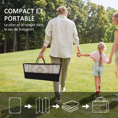 Buitenkleed Omkeerbaar 365x274cm Beige Polypropyleen Tuinkleed Camping Picknick Terras Vloermat Opvouwbaar Transporttas