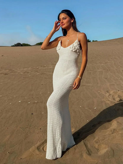 Witte Maxi Jurk V-Hals Bloemenprint Zomerjurk