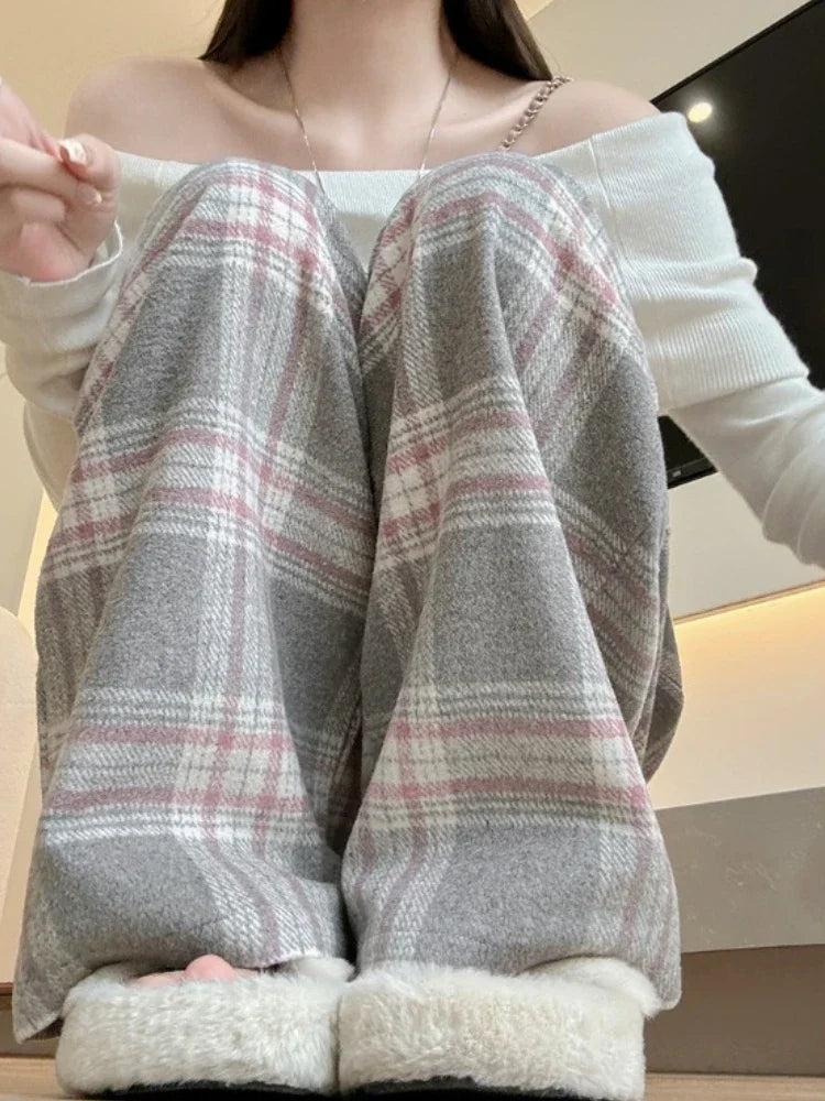 Dames Oversized Geruite Broek Zwart Grootmaat