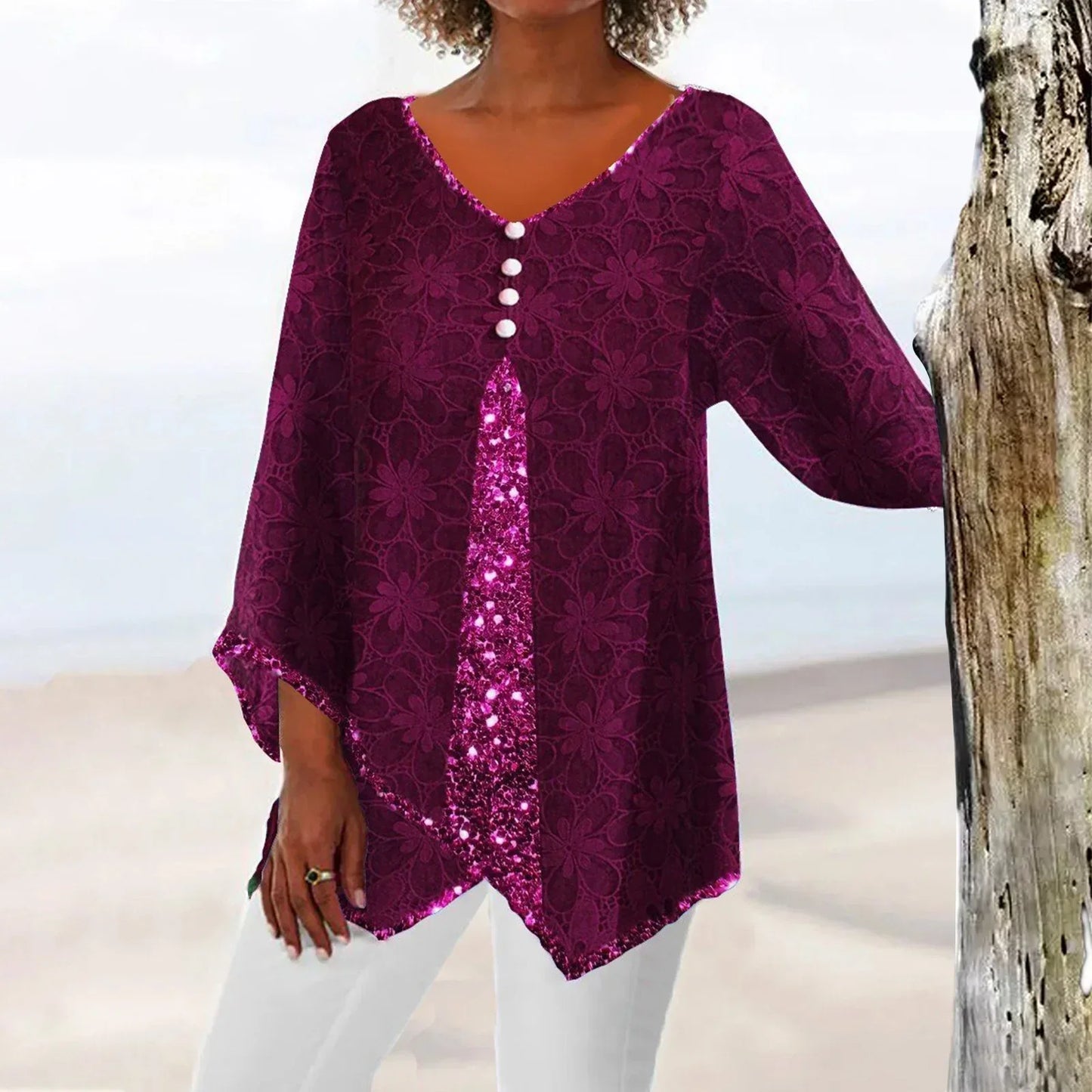 Vest Bloemenprint Oversized Vintage Look Dame