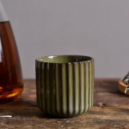 Japandi Theekop Keramiek Gestreept Retro Japanse Stijl Koffiemok Sake Kopje Porseleinen Theekopje Wijnmok Huishouden Middagthee