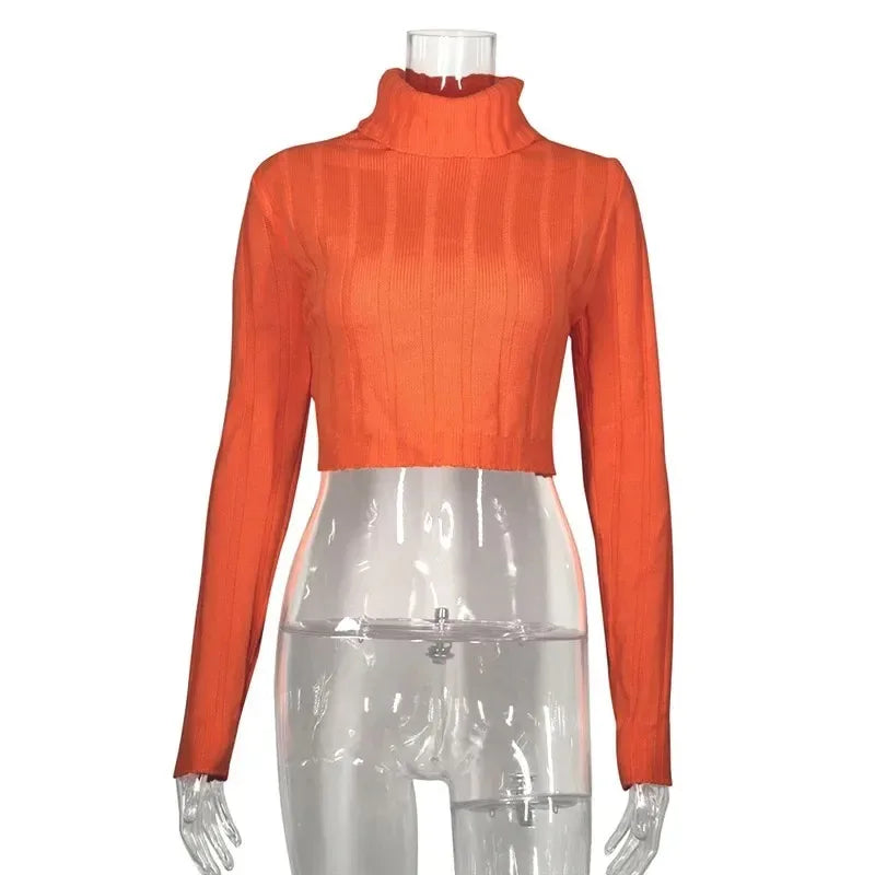 Dames Trui Crop Oranje Neon Coltrui