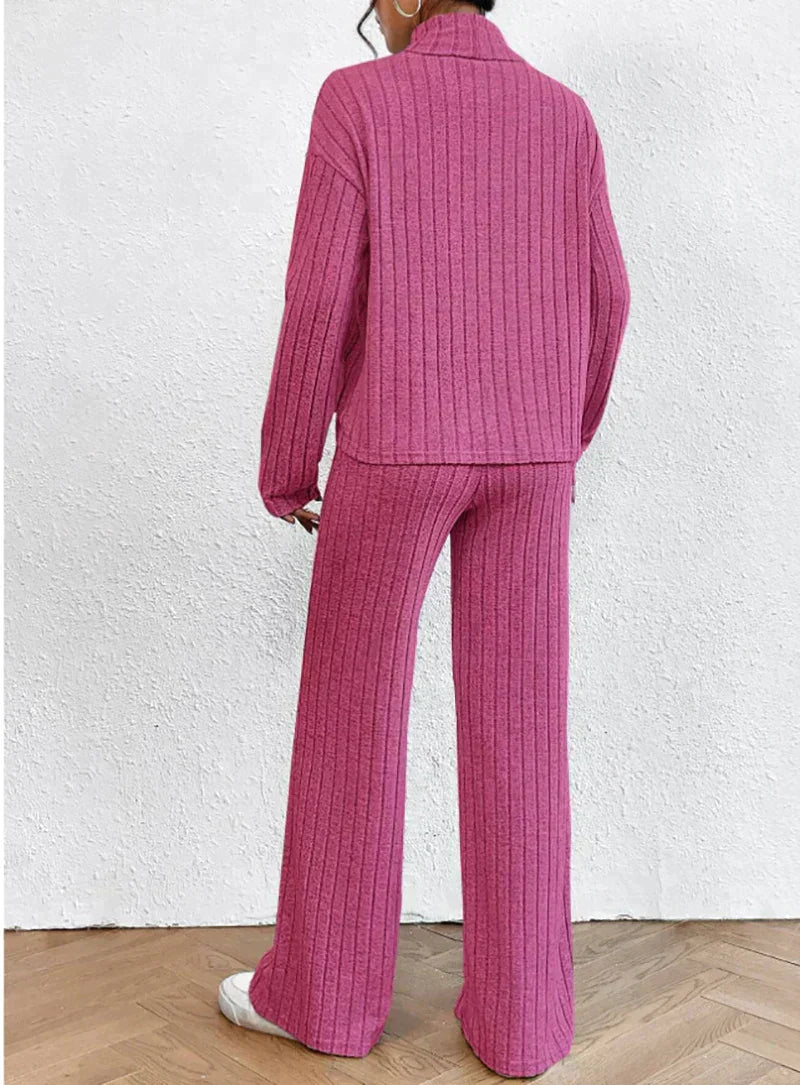 Gestreepte Trui en Broek Set Gebreid Warm Comfortabel