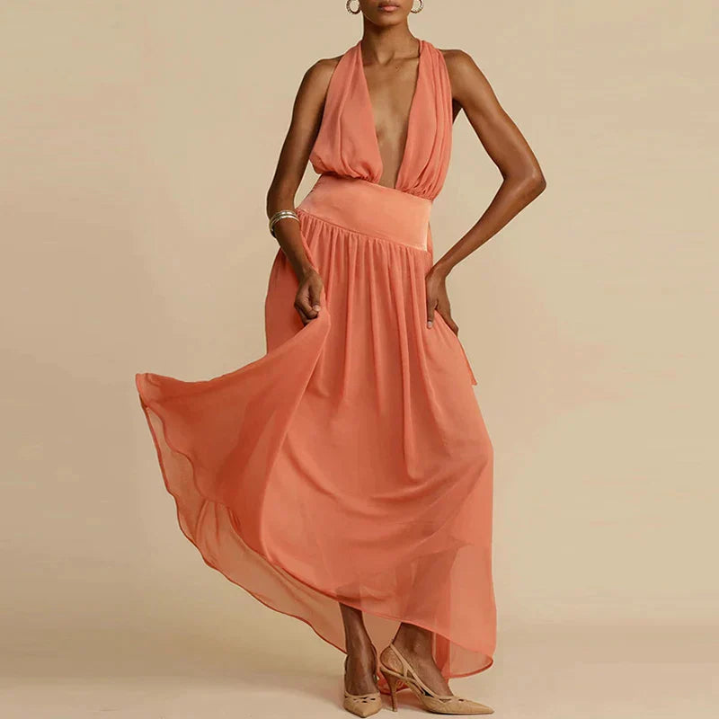 Maxi Zomerjurk V Hals Diepe Neckline Jurk voor Vrouw