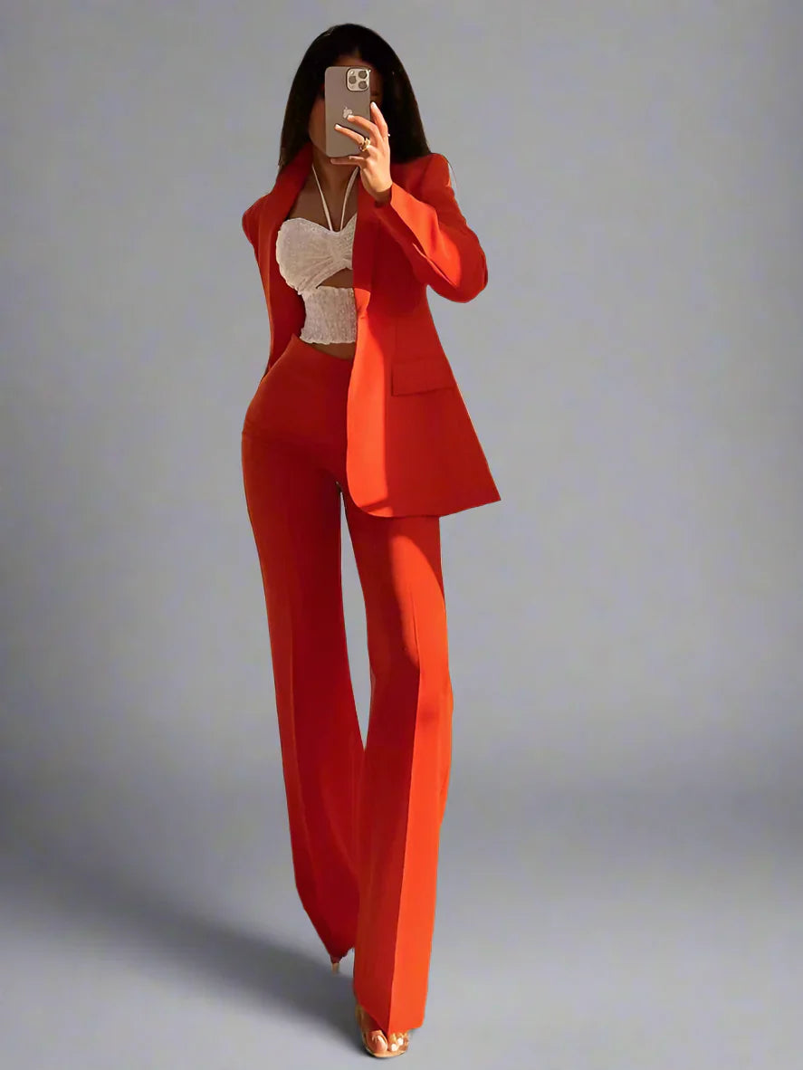 Valeria Blazer Dames Oranje Vintage V-Hals Model