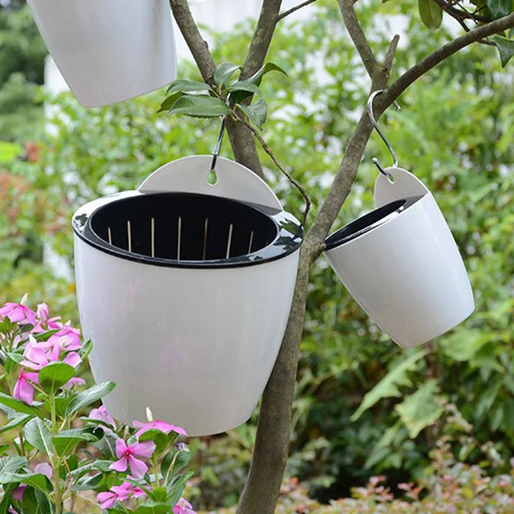 Bloempot Buiten Wandmontage Wit Kunststof Zelfwatergevend Balkon Muur Hydrocultuur Plantenpot Binnen Tuin Kantoor Ophangpot