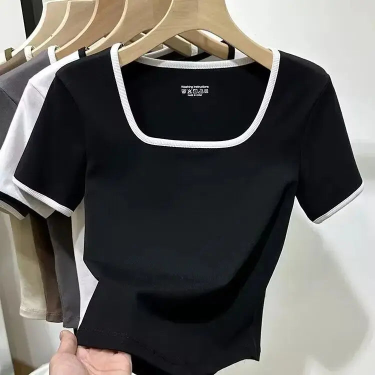 Vrouwelijke Overhemden met Vierkante Kraag → Vrouwen Overhemd met Vierkant Kraag Blouse Stijl