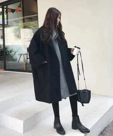 Dame Trenchcoat Warm Wollig Elegante Oversized - StudioMarella