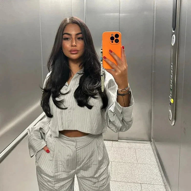 Vrouwelijke Gestreepte Set 2-delig Casual Kleding - StudioMarella