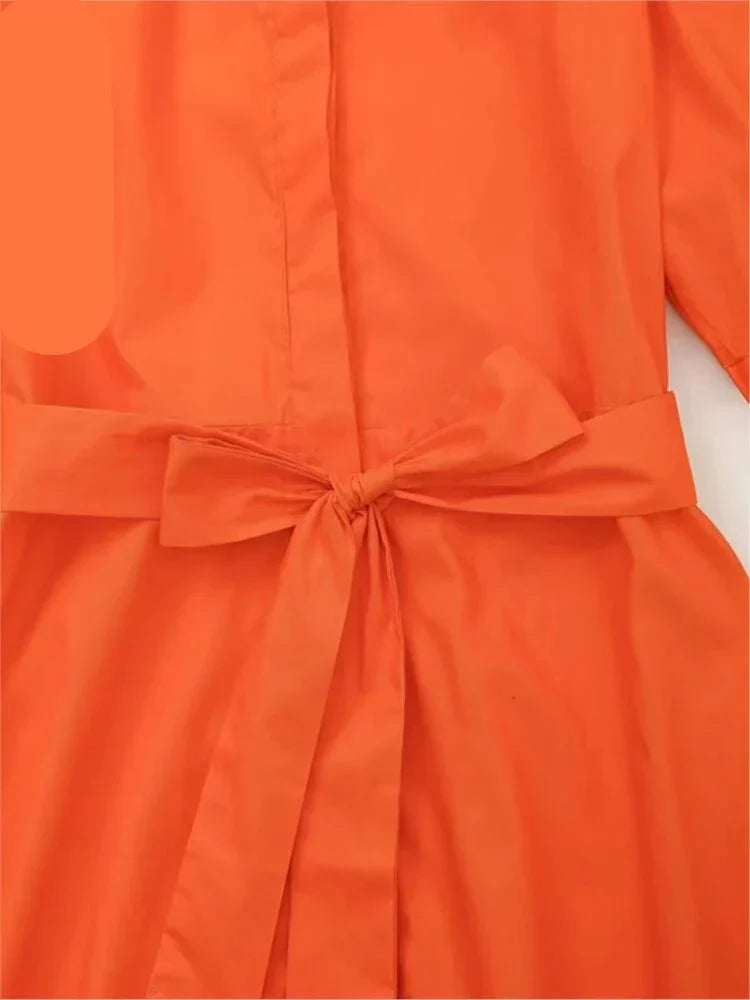 Oranje Zomerjurk Kort voor Dames met Riem
