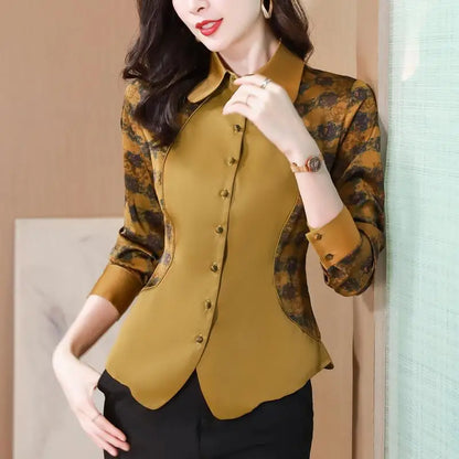 Vrouwen Blouse Lente Mode Patchwork Stof