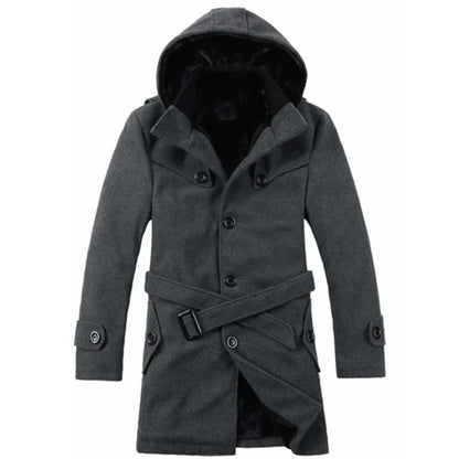 Heren Trenchcoat Gevoerd met Capuchon en Imitatiebont