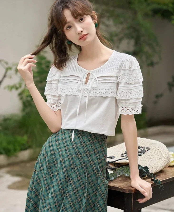 Vrouwelijke Zomer Blouse met Korte Mouwen - StudioMarella