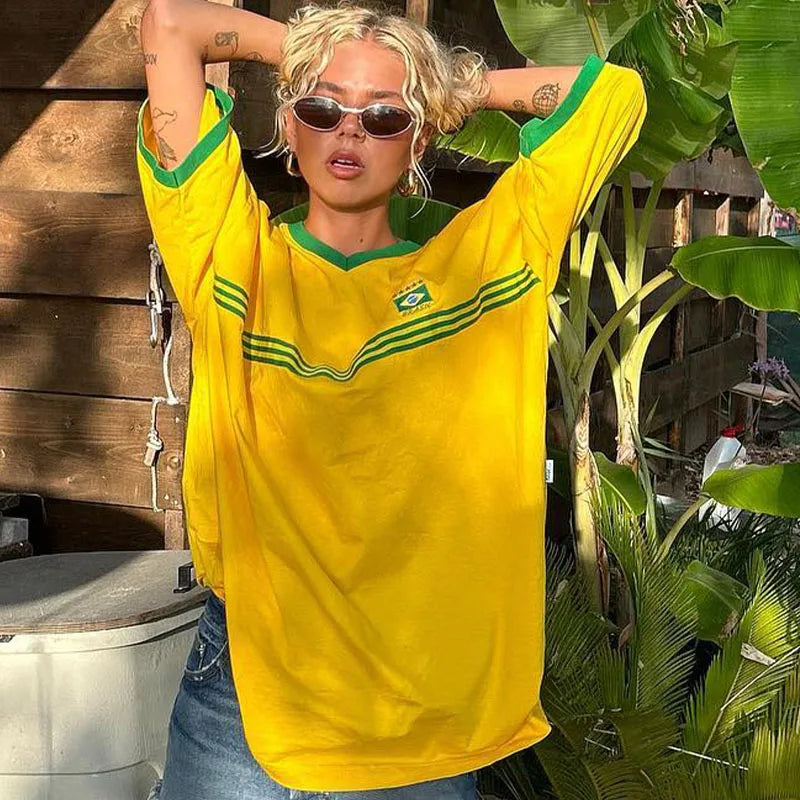 Dames T-Shirt Oversized Sportief Retro Stijl
