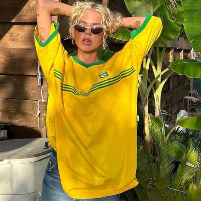 Dames T-Shirt Oversized Sportief Retro Stijl