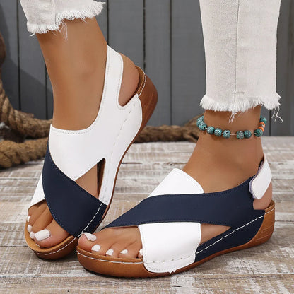 Wedge Sandalen met Contrastkleuren Comfortabel