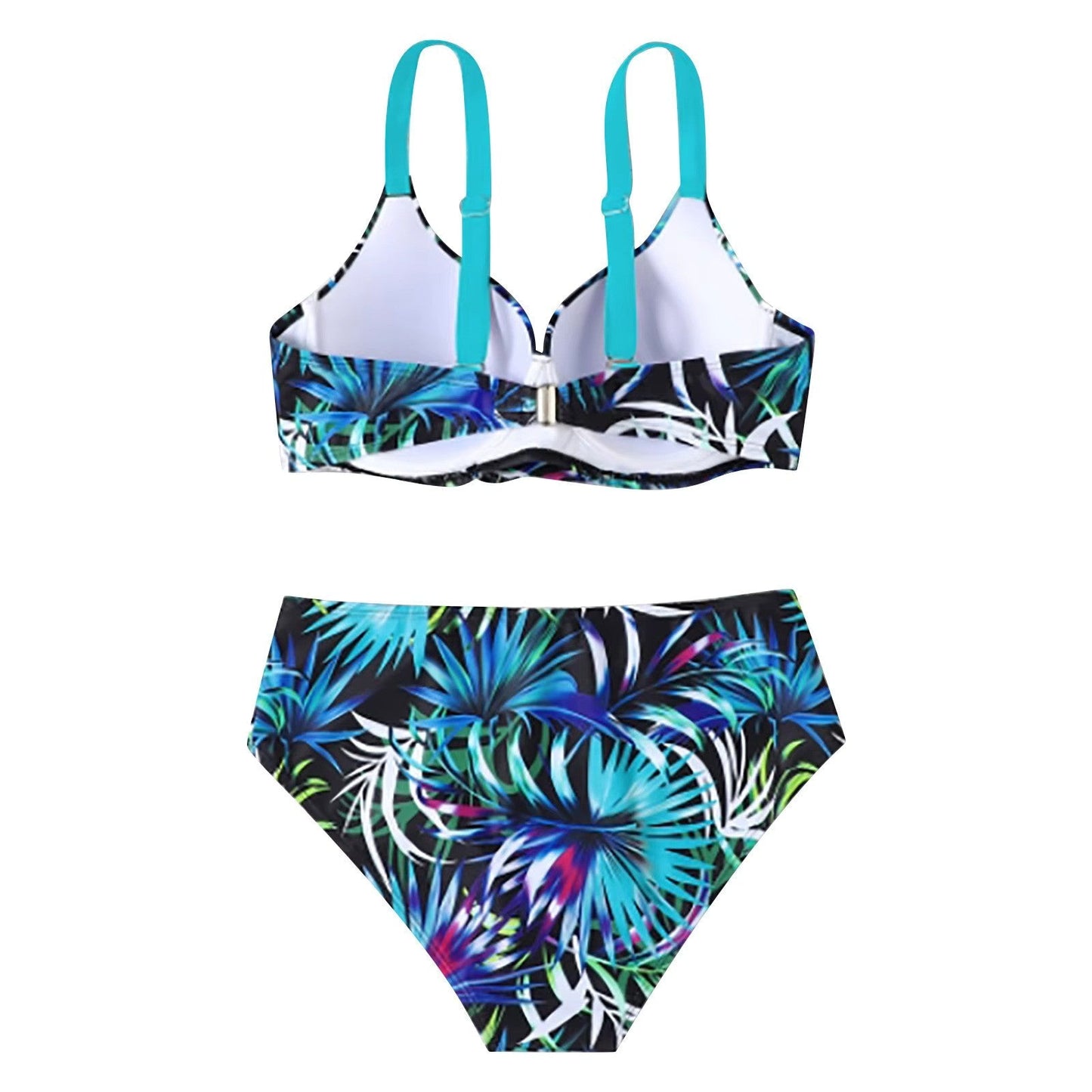 Bikini Set Hoge Taille Bladprint Trendy Badmode