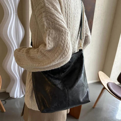 Leren Schoudertas Vintage Stijl Dames Cross-Body Handtas Verstelbare Riem Magnetische Sluiting Casual Chic