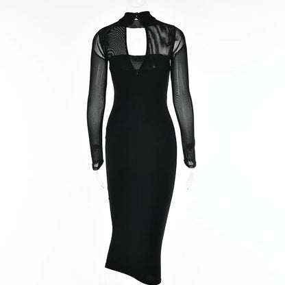 Midi-jurk Met Lange Mouwen - Elegante Y2K Stijl