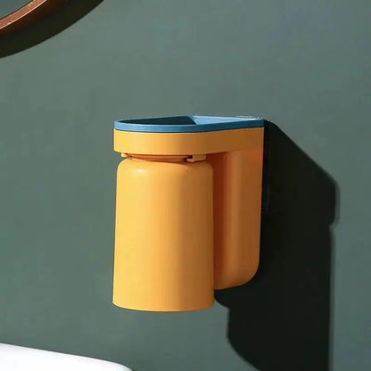 Tandenborstelhouder Zelfklevend ABS 2-in-1 Badkamer Organizer Bekerhouder Spatwand Opbergen Zonder Boren Set 2 Stuks