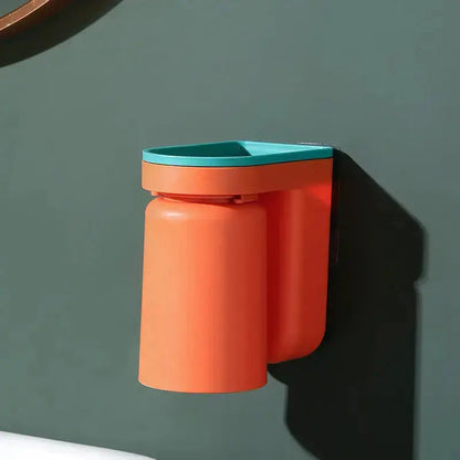Tandenborstelhouder Zelfklevend ABS 2-in-1 Badkamer Organizer Bekerhouder Spatwand Opbergen Zonder Boren Set 2 Stuks
