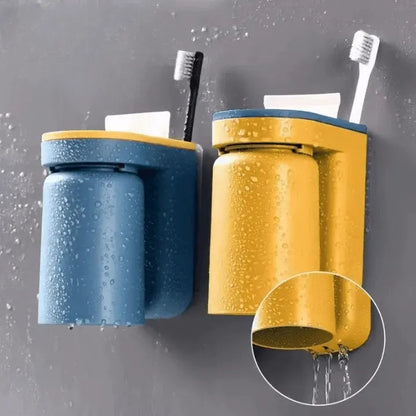 Tandenborstelhouder Wand ABS Kunststof 11.5x7x12.5cm Badkamer Zelfklevend Zonder Boren Hygiënisch Opbergen Wastafel Organizer Oranje Blauw Groen Geel