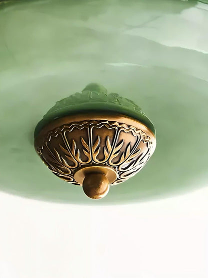 Vintage Melkglas Plafondlamp Geschulpt Rand Wit Roze Groen Blauw Helder Mat Glas Semi-Flush Hanglamp Messing Zwart Finish