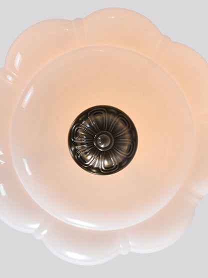 Vintage Melkglas Plafondlamp Geschulpt Rand Wit Roze Groen Blauw Helder Mat Glas Semi-Flush Hanglamp Messing Zwart Finish