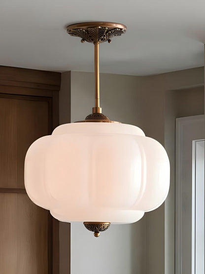Vintage Melkglas Plafondlamp Geschulpt Rand Wit Roze Groen Blauw Helder Mat Glas Semi-Flush Hanglamp Messing Zwart Finish