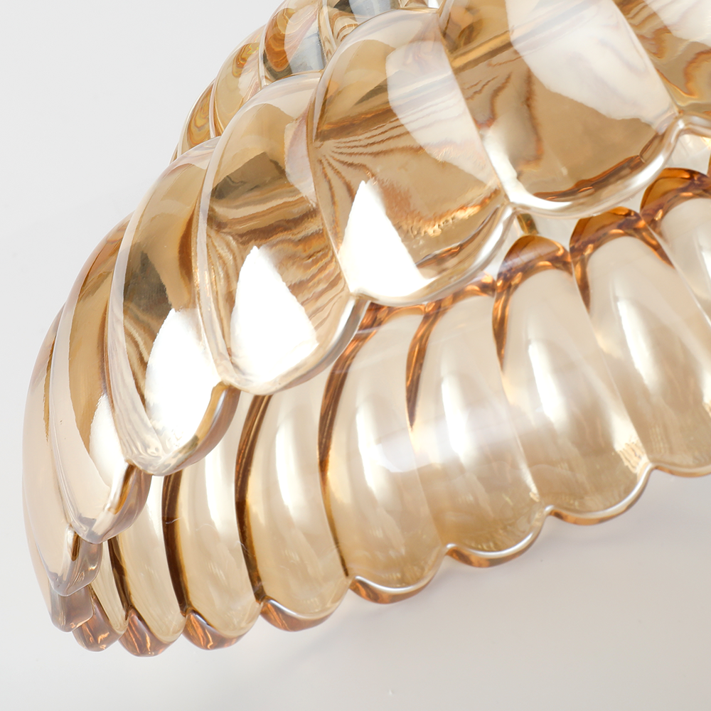 Retro Plafondlamp van Glas – Amberkleurig of Helder – Nostalgische Sfeerverlichting voor Keuken Woonkamer Eetkamer – Vintage Design – E27 Fitting