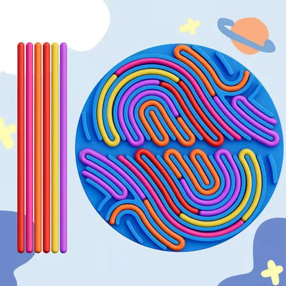 Sensorisch Siliconen Activiteitenbord 20x20cm Blauw 14 Strips Fidget Stressvermindering Fijnmotoriek Concentratie Kinderen Reizen