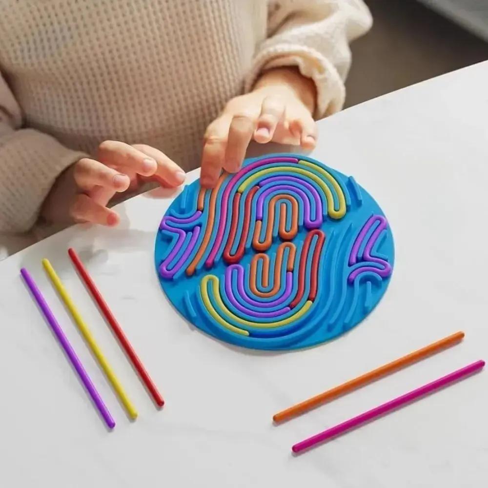 Sensorisch Siliconen Activiteitenbord 20x20cm Blauw 14 Strips Fidget Stressvermindering Fijnmotoriek Concentratie Kinderen Reizen