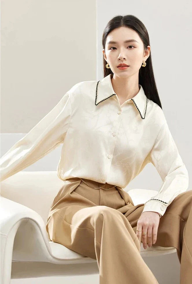 Oranje Blouse met V-hals van Eleganza Moda