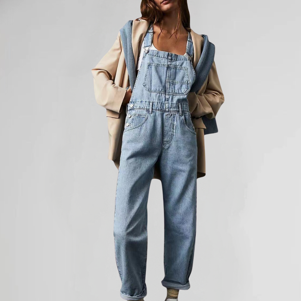 Dames Jumpsuit Blauwe Denim Trendy Model - StudioMarella