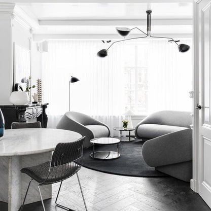 Plafondlamp Spider 3 Armen Mid-Century Modern Messing Verstelbaar Zwart Wit Grote Ruimte Restaurant Loft Stalen Armatuur Geïnspireerd Design