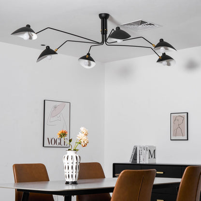 Plafondlamp Spider 3 Armen Mid-Century Modern Messing Verstelbaar Zwart Wit Grote Ruimte Restaurant Loft Stalen Armatuur Geïnspireerd Design