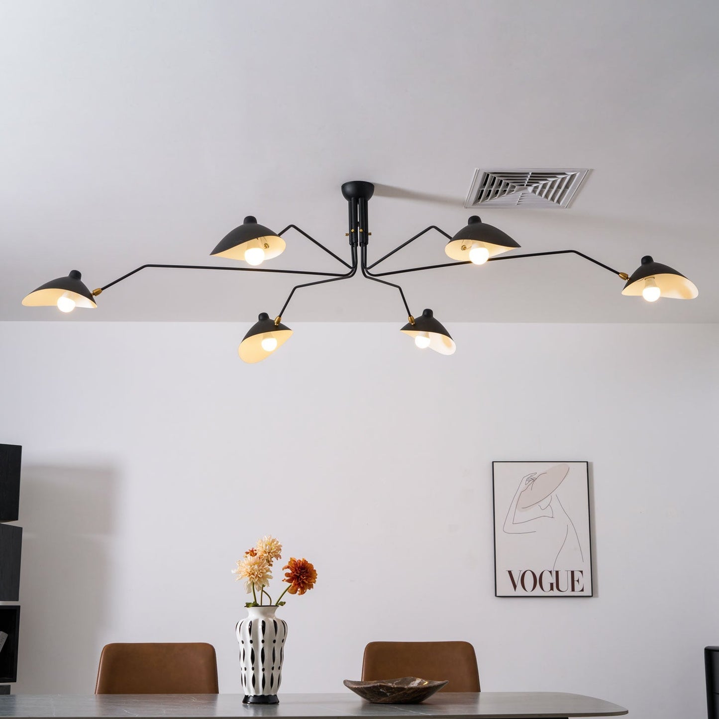 Plafondlamp Spider 3 Armen Mid-Century Modern Messing Verstelbaar Zwart Wit Grote Ruimte Restaurant Loft Stalen Armatuur Geïnspireerd Design