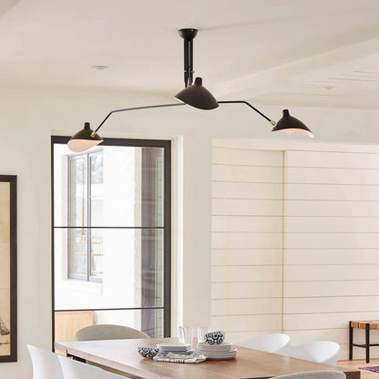 Plafondlamp Spider 3 Armen Mid-Century Modern Messing Verstelbaar Zwart Wit Grote Ruimte Restaurant Loft Stalen Armatuur Geïnspireerd Design