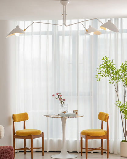 Verstelbare Spinlamp Multi-Arm Plafondlamp Industriële Design Messing Details Zwart Wit Scandinavisch Modern