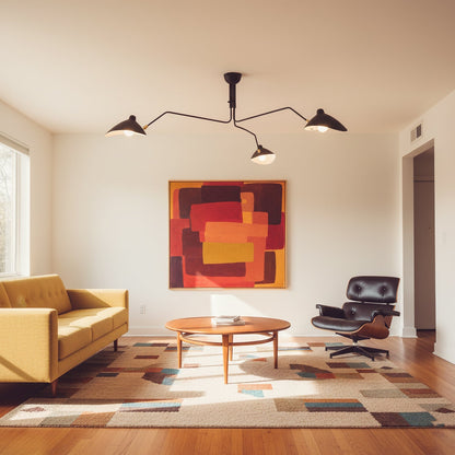Plafondlamp Spider 3 Armen Mid-Century Modern Messing Verstelbaar Zwart Wit Grote Ruimte Restaurant Loft Stalen Armatuur Geïnspireerd Design