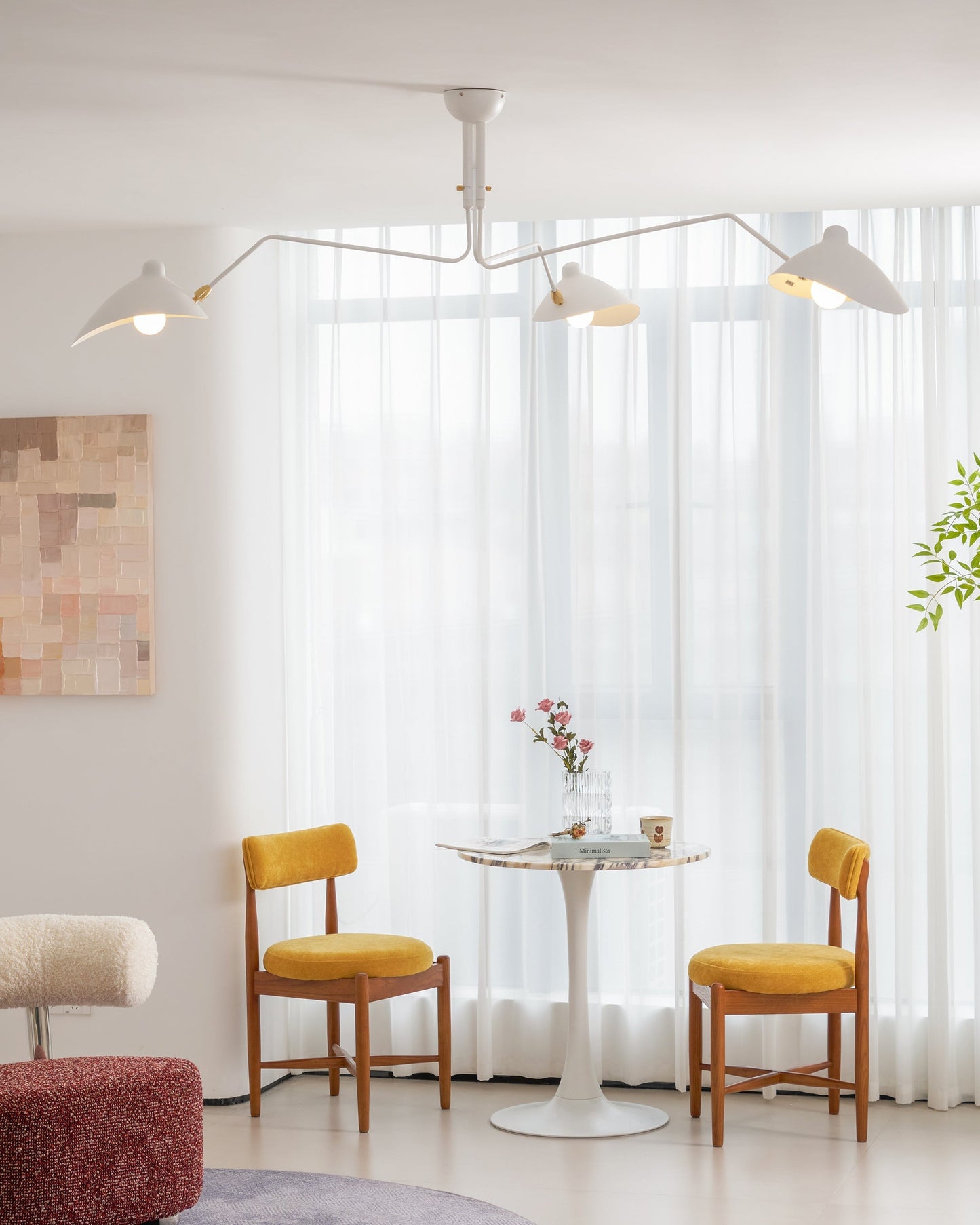 Plafondlamp Spider 3 Armen Mid-Century Modern Messing Verstelbaar Zwart Wit Grote Ruimte Restaurant Loft Stalen Armatuur Geïnspireerd Design
