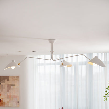 Verstelbare Spinlamp Multi-Arm Plafondlamp Industriële Design Messing Details Zwart Wit Scandinavisch Modern