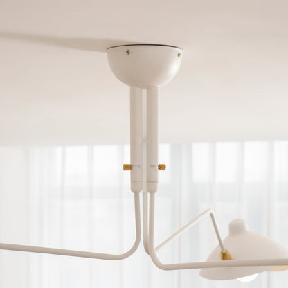 Verstelbare Spinlamp Multi-Arm Plafondlamp Industriële Design Messing Details Zwart Wit Scandinavisch Modern