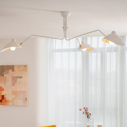 Verstelbare Spinlamp Multi-Arm Plafondlamp Industriële Design Messing Details Zwart Wit Scandinavisch Modern