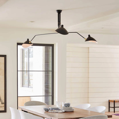 Plafondlamp Spider 3 Armen Mid-Century Modern Messing Verstelbaar Zwart Wit Grote Ruimte Restaurant Loft Stalen Armatuur Geïnspireerd Design