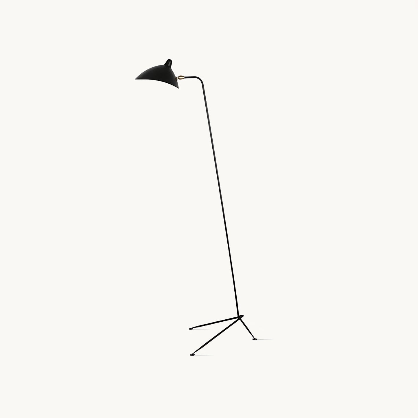 Industriële Vloerlamp Zwart Mat met Messing Accenten — Verstelbare Spot op Tripod Basis — E26/E27 fitting tot 40W — Scandinavisch Design voor Woonkamer & Leeshoek