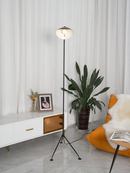 Industriële Vloerlamp Zwart Mat met Messing Accenten — Verstelbare Spot op Tripod Basis — E26/E27 fitting tot 40W — Scandinavisch Design voor Woonkamer & Leeshoek