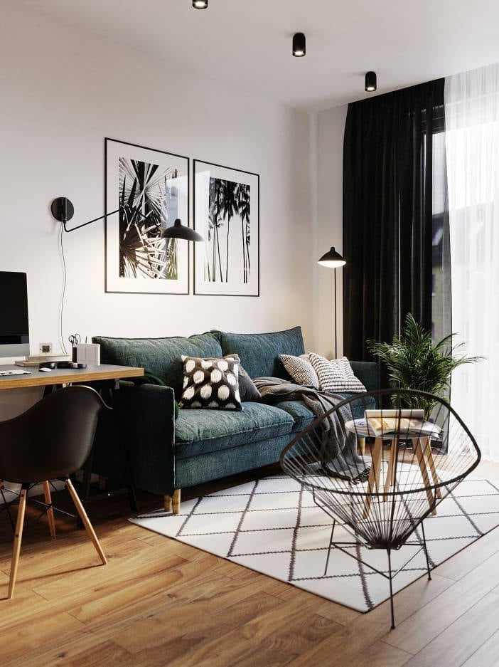 Industriële Vloerlamp Zwart Mat met Messing Accenten — Verstelbare Spot op Tripod Basis — E26/E27 fitting tot 40W — Scandinavisch Design voor Woonkamer & Leeshoek